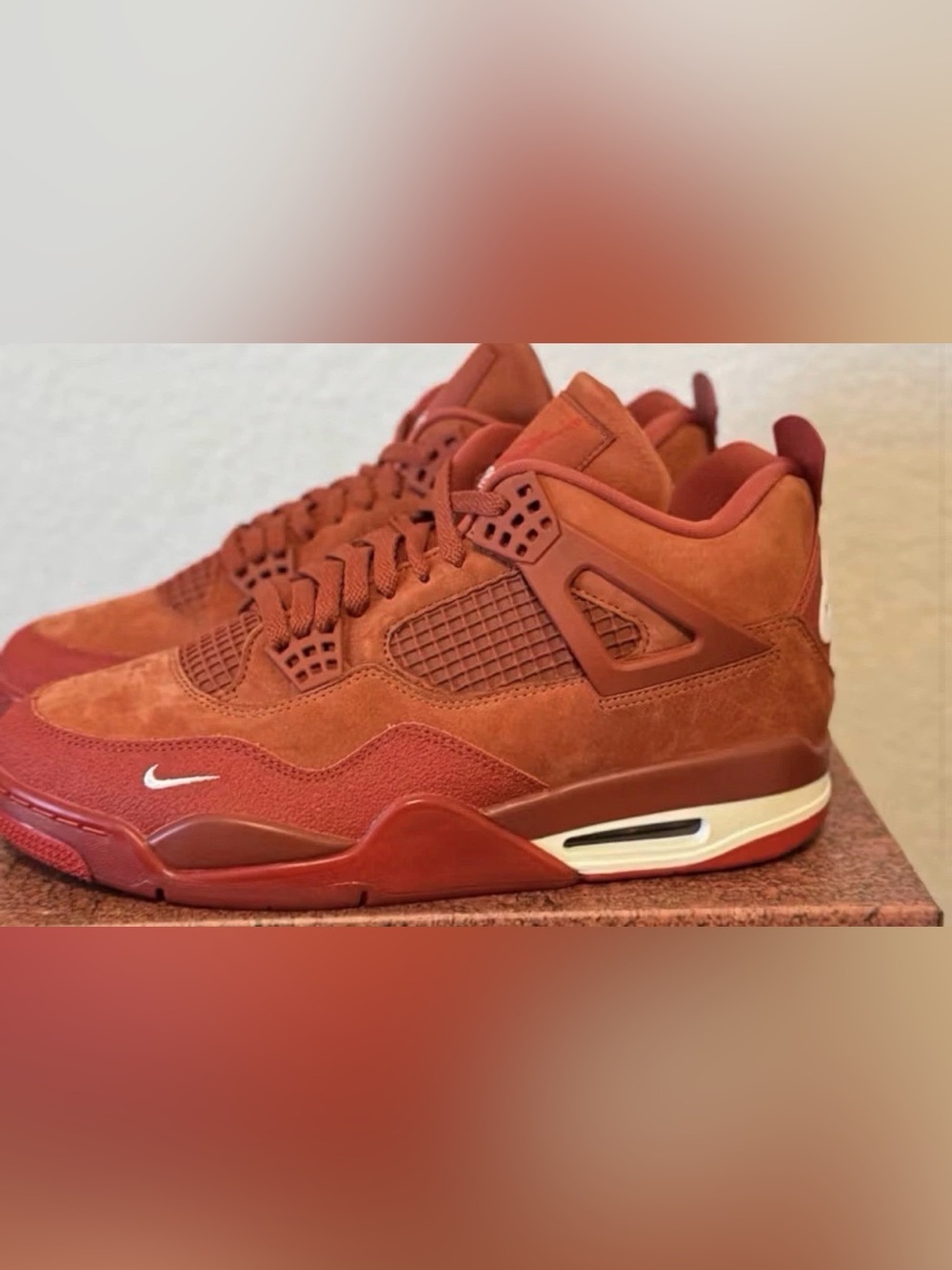 Men's Red Suede Basketball Sneakers - Unbranded